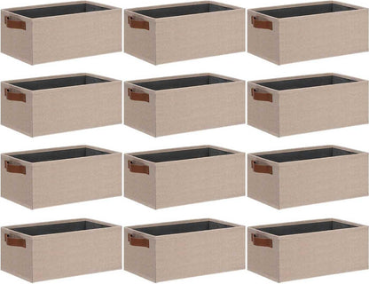 Small Fabric Storage Bins with Handles 6 Pack, 11.8" x 7.87" x 5.11" Storage Baskets for Shelves, Baskets for Organizing Clothes Underwear Socks Hats DVDs (Grey/White)