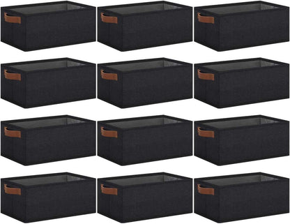 Small Fabric Storage Bins with Handles 6 Pack, 11.8" x 7.87" x 5.11" Storage Baskets for Shelves, Baskets for Organizing Clothes Underwear Socks Hats DVDs (Grey/White)