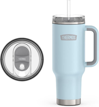 Stainless Steel Cup Holder Mug - 40 Ounce, Granite - Insulated Tumbler with Lid and Straw, Plus Leak-Resistant Slide Lock