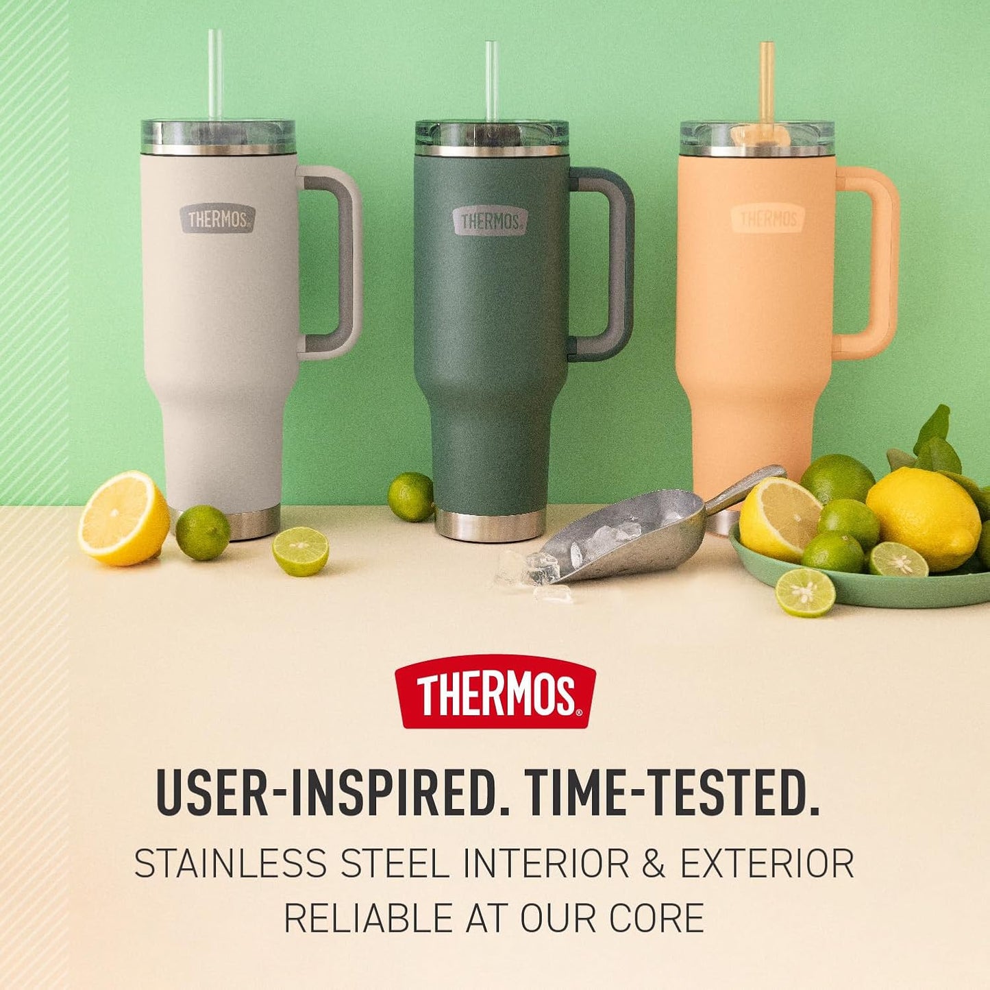 Stainless Steel Cup Holder Mug - 40 Ounce, Granite - Insulated Tumbler with Lid and Straw, Plus Leak-Resistant Slide Lock
