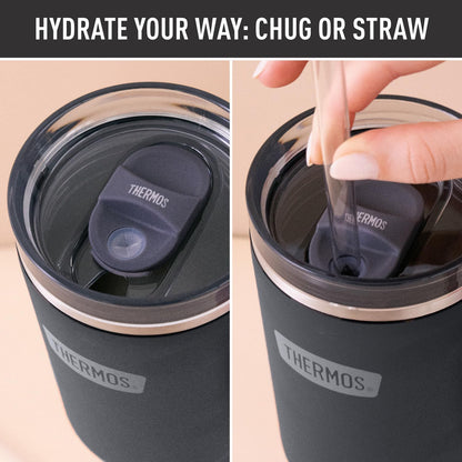 Stainless Steel Cup Holder Mug - 40 Ounce, Granite - Insulated Tumbler with Lid and Straw, Plus Leak-Resistant Slide Lock
