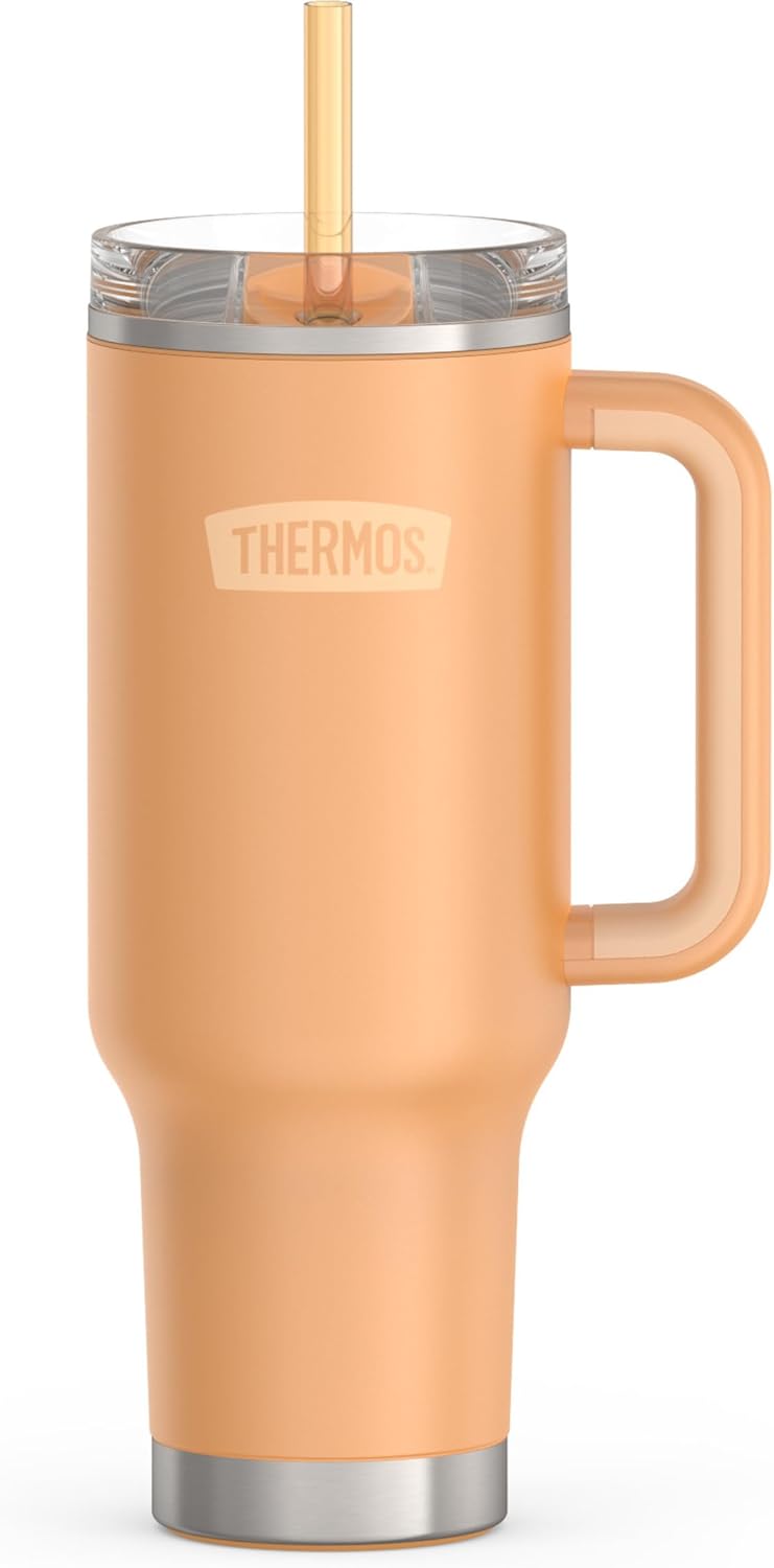 Stainless Steel Cup Holder Mug - 40 Ounce, Granite - Insulated Tumbler with Lid and Straw, Plus Leak-Resistant Slide Lock