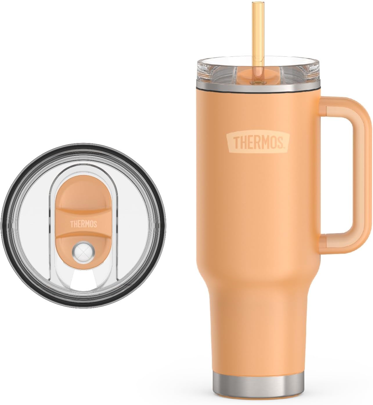 Stainless Steel Cup Holder Mug - 40 Ounce, Granite - Insulated Tumbler with Lid and Straw, Plus Leak-Resistant Slide Lock