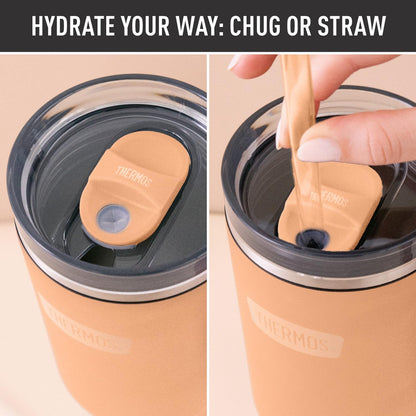 Stainless Steel Cup Holder Mug - 40 Ounce, Granite - Insulated Tumbler with Lid and Straw, Plus Leak-Resistant Slide Lock