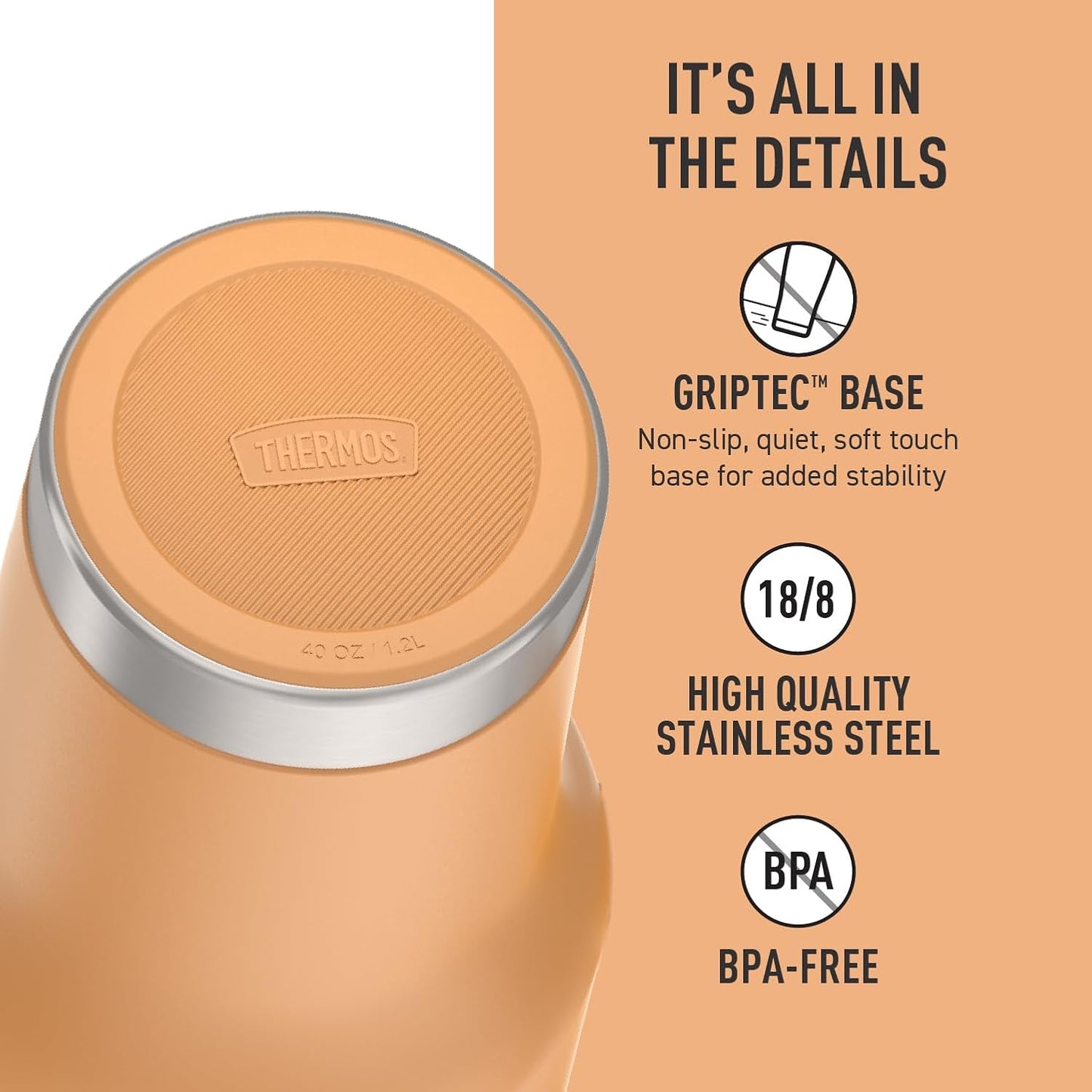 Stainless Steel Cup Holder Mug - 40 Ounce, Granite - Insulated Tumbler with Lid and Straw, Plus Leak-Resistant Slide Lock