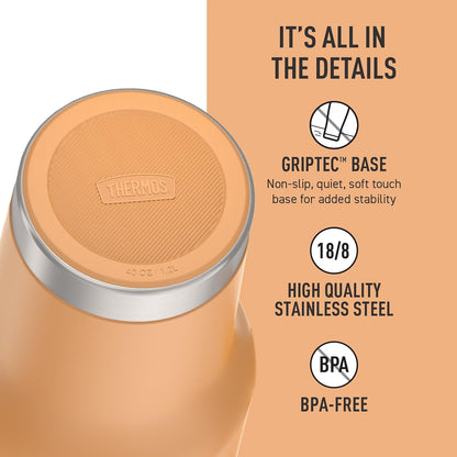 Stainless Steel Cup Holder Mug - 40 Ounce, Granite - Insulated Tumbler with Lid and Straw, Plus Leak-Resistant Slide Lock