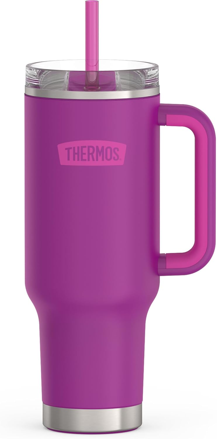 Stainless Steel Cup Holder Mug - 40 Ounce, Granite - Insulated Tumbler with Lid and Straw, Plus Leak-Resistant Slide Lock