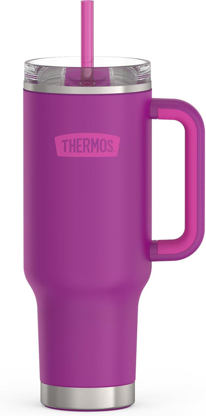 Stainless Steel Cup Holder Mug - 40 Ounce, Granite - Insulated Tumbler with Lid and Straw, Plus Leak-Resistant Slide Lock