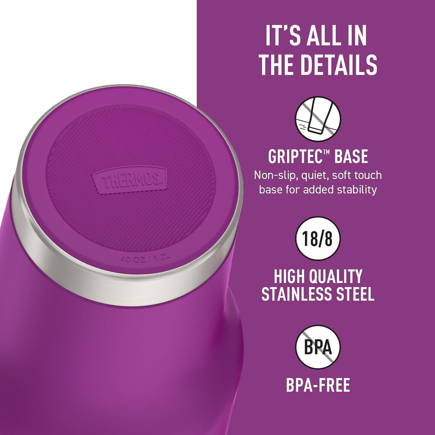 Stainless Steel Cup Holder Mug - 40 Ounce, Granite - Insulated Tumbler with Lid and Straw, Plus Leak-Resistant Slide Lock