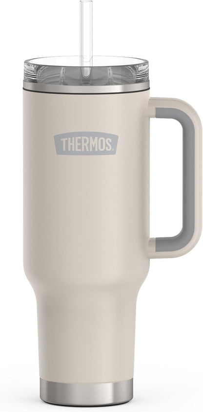 Stainless Steel Cup Holder Mug - 40 Ounce, Granite - Insulated Tumbler with Lid and Straw, Plus Leak-Resistant Slide Lock