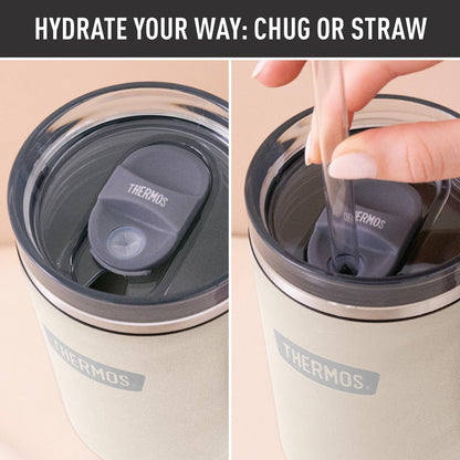 Stainless Steel Cup Holder Mug - 40 Ounce, Granite - Insulated Tumbler with Lid and Straw, Plus Leak-Resistant Slide Lock