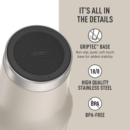 Stainless Steel Cup Holder Mug - 40 Ounce, Granite - Insulated Tumbler with Lid and Straw, Plus Leak-Resistant Slide Lock