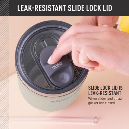 Stainless Steel Cup Holder Mug - 40 Ounce, Granite - Insulated Tumbler with Lid and Straw, Plus Leak-Resistant Slide Lock