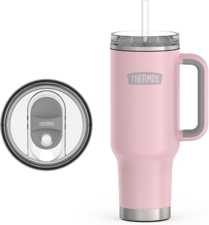 Stainless Steel Cup Holder Mug - 40 Ounce, Granite - Insulated Tumbler with Lid and Straw, Plus Leak-Resistant Slide Lock