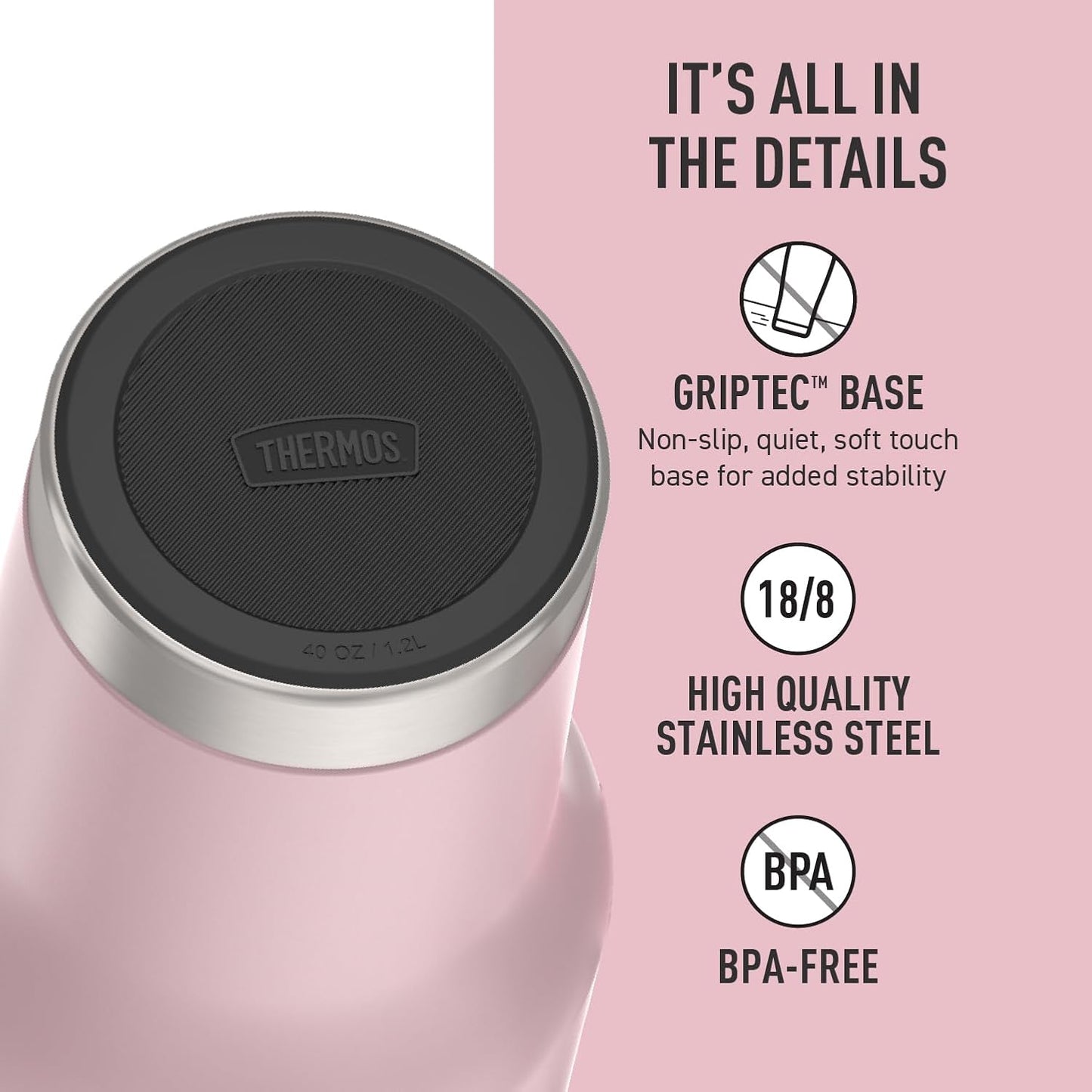 Stainless Steel Cup Holder Mug - 40 Ounce, Granite - Insulated Tumbler with Lid and Straw, Plus Leak-Resistant Slide Lock