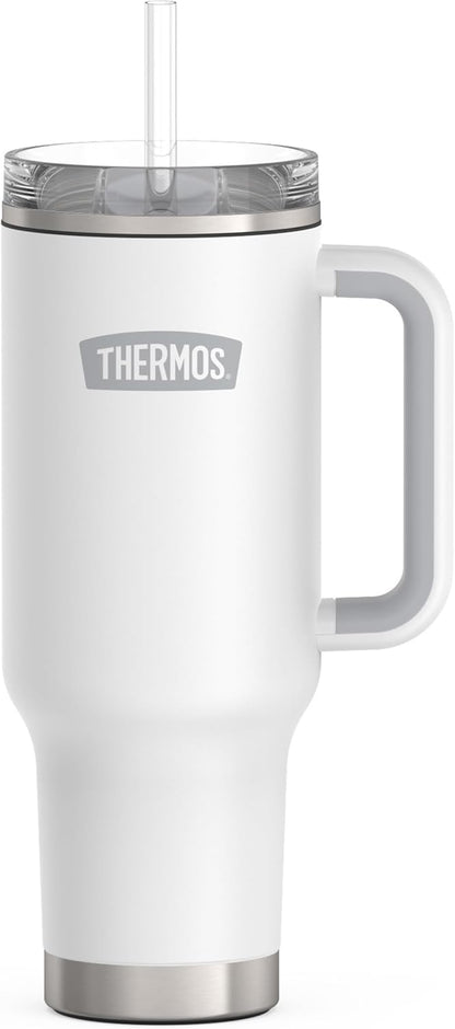 Stainless Steel Cup Holder Mug - 40 Ounce, Granite - Insulated Tumbler with Lid and Straw, Plus Leak-Resistant Slide Lock