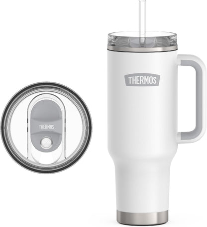 Stainless Steel Cup Holder Mug - 40 Ounce, Granite - Insulated Tumbler with Lid and Straw, Plus Leak-Resistant Slide Lock