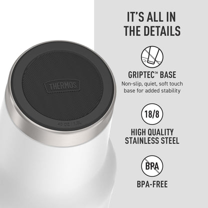 Stainless Steel Cup Holder Mug - 40 Ounce, Granite - Insulated Tumbler with Lid and Straw, Plus Leak-Resistant Slide Lock