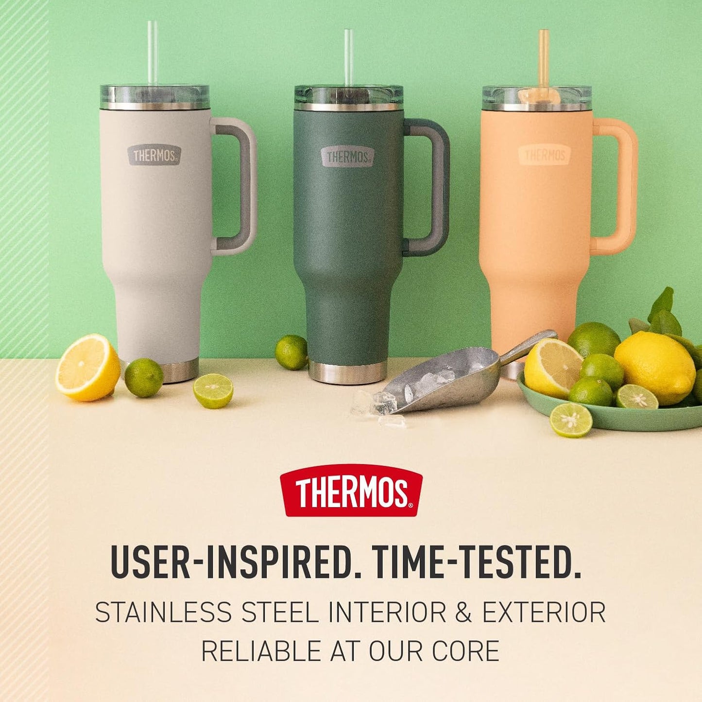Stainless Steel Cup Holder Mug - 40 Ounce, Granite - Insulated Tumbler with Lid and Straw, Plus Leak-Resistant Slide Lock