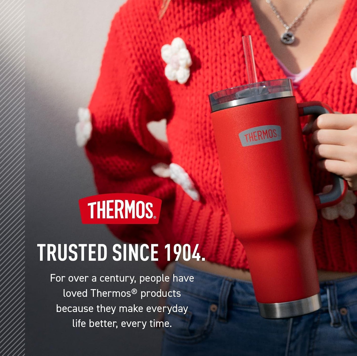 Stainless Steel Cup Holder Mug - 40 Ounce, Granite - Insulated Tumbler with Lid and Straw, Plus Leak-Resistant Slide Lock