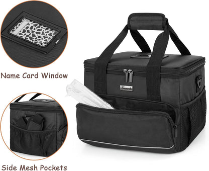 6-Cup Drink Carrier for Delivery Insulated Tote Bag, Black | Adjustable Dividers, Handle & Shoulder Strap,Reusable for Beverages,Food Take Out,Outdoors