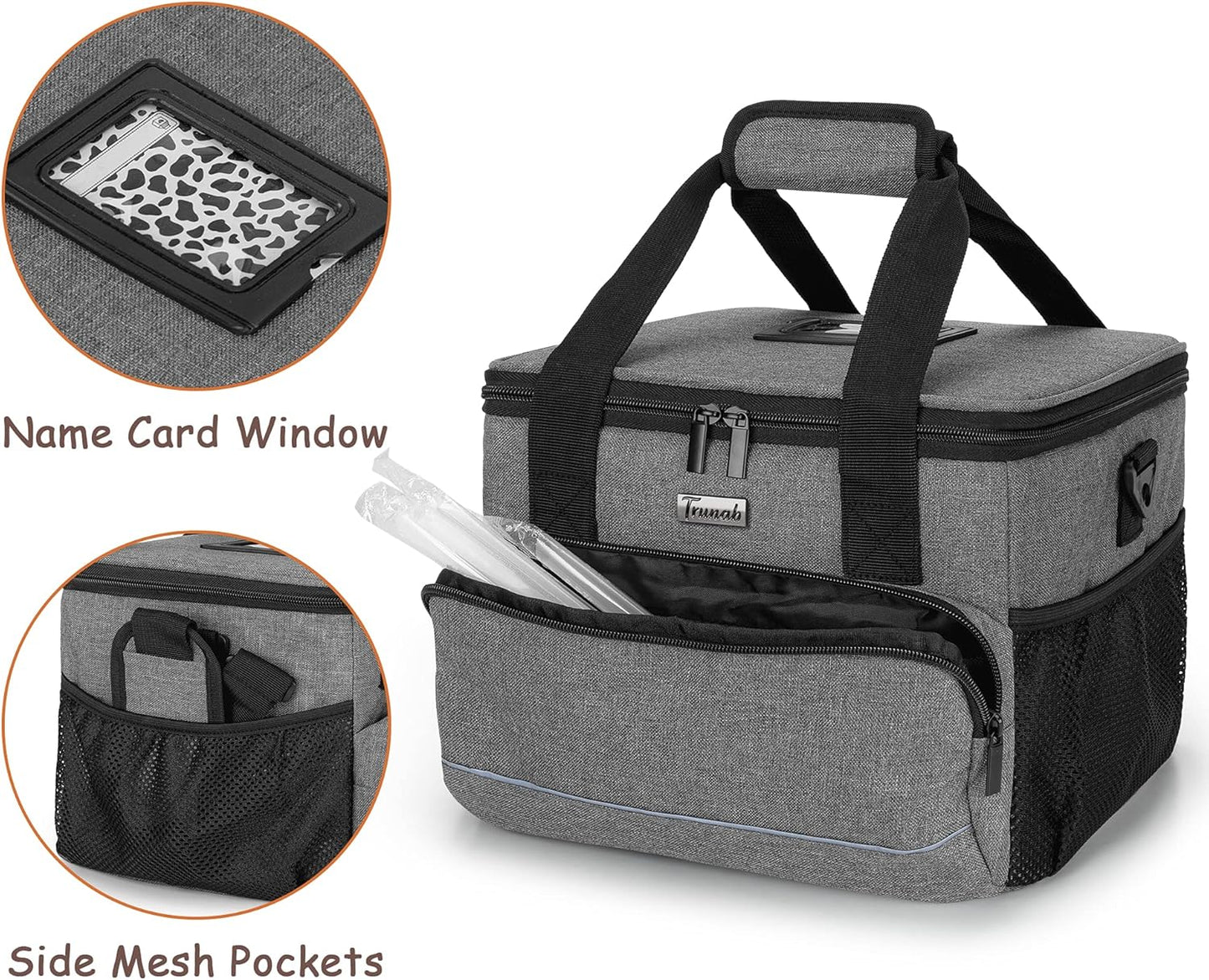 6-Cup Drink Carrier for Delivery Insulated Tote Bag, Black | Adjustable Dividers, Handle & Shoulder Strap,Reusable for Beverages,Food Take Out,Outdoors