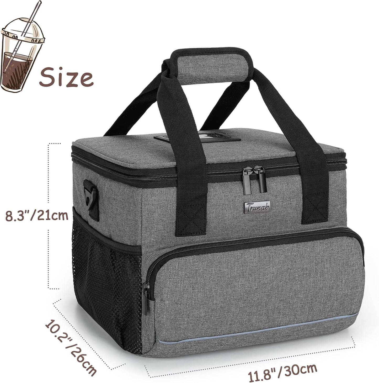 6-Cup Drink Carrier for Delivery Insulated Tote Bag, Black | Adjustable Dividers, Handle & Shoulder Strap,Reusable for Beverages,Food Take Out,Outdoors