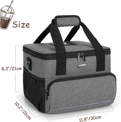 6-Cup Drink Carrier for Delivery Insulated Tote Bag, Black | Adjustable Dividers, Handle & Shoulder Strap,Reusable for Beverages,Food Take Out,Outdoors