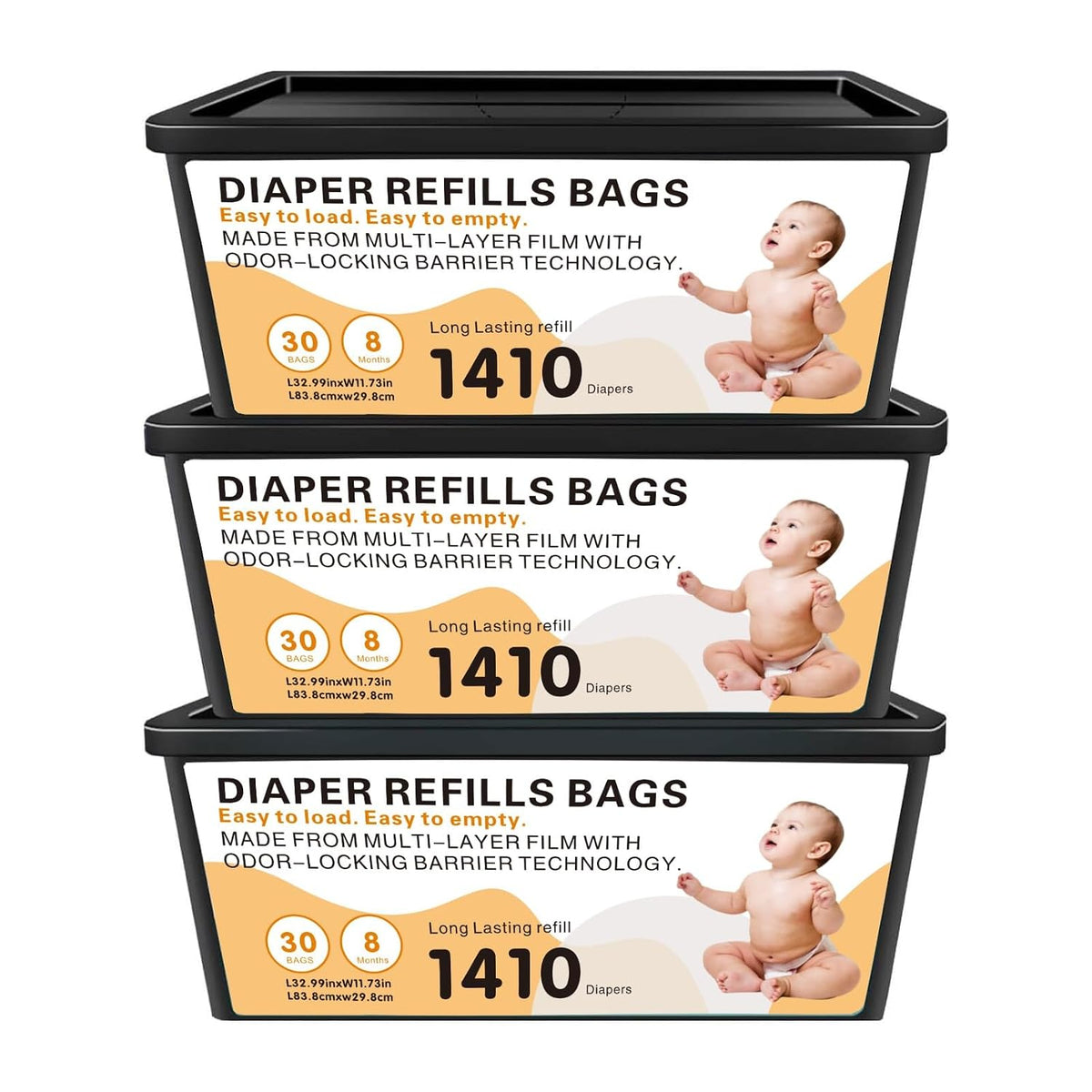 Diaper Pail Easy Roll Refill Bags,Compatible with Genie Easy Roll Signature