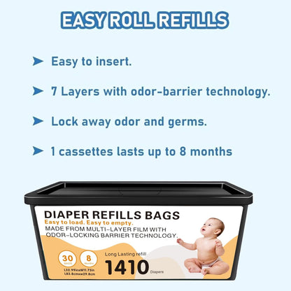Diaper Pail Easy Roll Refill Bags,Compatible with Genie Easy Roll Signature