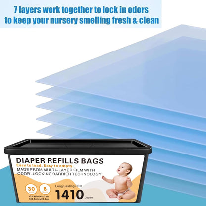 Diaper Pail Easy Roll Refill Bags,Compatible with Genie Easy Roll Signature