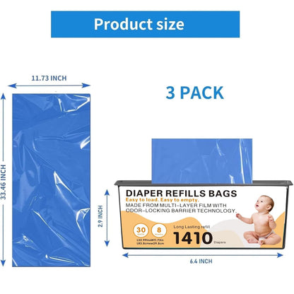 Diaper Pail Easy Roll Refill Bags,Compatible with Genie Easy Roll Signature