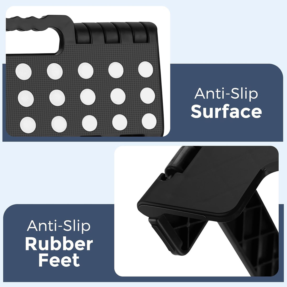 13 Inch Folding Step Stool, Holds 300 lb for Adults and Kids, Black