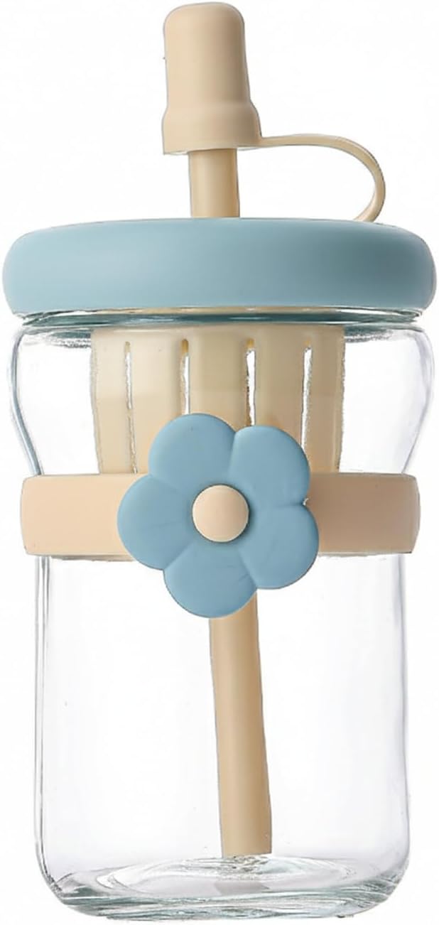 16.9 oz Double-Wall Glass Tumbler with Lid & Straw, Insulated Cup for Hot & Cold Drinks, Fits Cup Holders