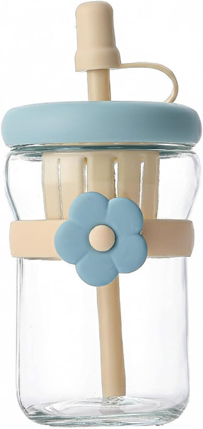 16.9 oz Double-Wall Glass Tumbler with Lid & Straw, Insulated Cup for Hot & Cold Drinks, Fits Cup Holders