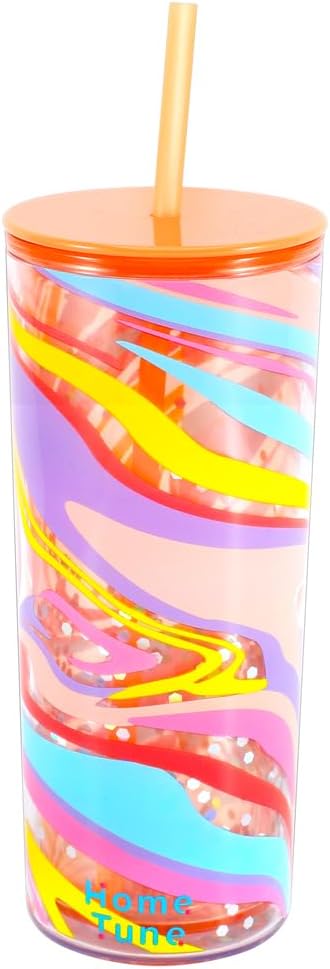 Cute Tumbler Cups with Lid and Straw, Double Wall, 21oz - lines | Insulated Acrylic Cup, Bulk, Durable, Reusable, Gifts