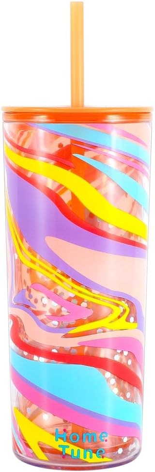 Cute Tumbler Cups with Lid and Straw, Double Wall, 21oz - lines | Insulated Acrylic Cup, Bulk, Durable, Reusable, Gifts