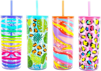 Cute Tumbler Cups with Lid and Straw, Double Wall, 21oz - lines | Insulated Acrylic Cup, Bulk, Durable, Reusable, Gifts