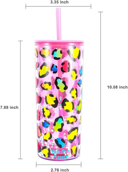 Cute Tumbler Cups with Lid and Straw, Double Wall, 21oz - lines | Insulated Acrylic Cup, Bulk, Durable, Reusable, Gifts
