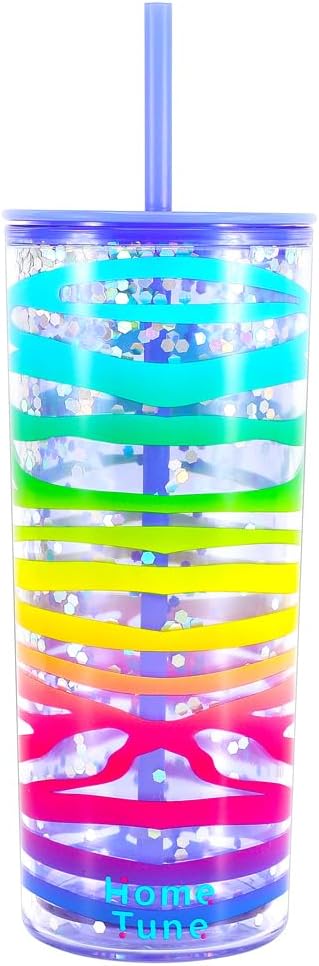 Cute Tumbler Cups with Lid and Straw, Double Wall, 21oz - lines | Insulated Acrylic Cup, Bulk, Durable, Reusable, Gifts
