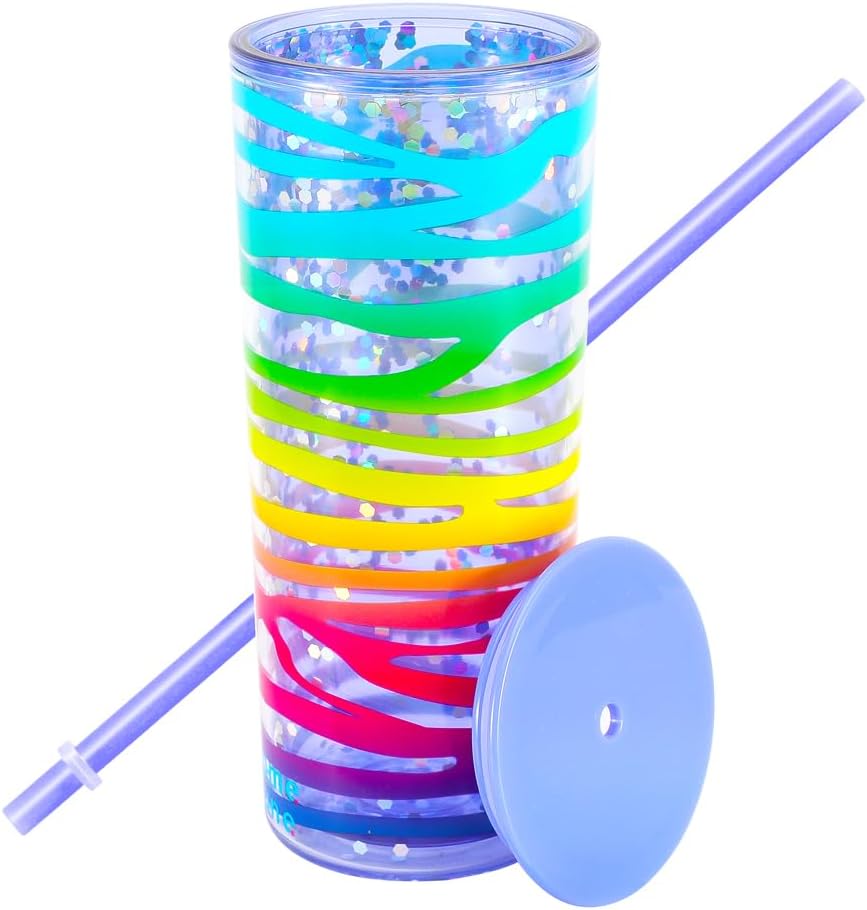 Cute Tumbler Cups with Lid and Straw, Double Wall, 21oz - lines | Insulated Acrylic Cup, Bulk, Durable, Reusable, Gifts