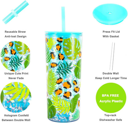 Cute Tumbler Cups with Lid and Straw, Double Wall, 21oz - lines | Insulated Acrylic Cup, Bulk, Durable, Reusable, Gifts