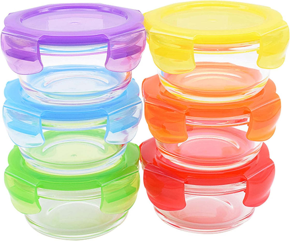 8 Oz Small Glass Food Storage Containers With Lids (6 Pack) - Airtight, Leakproof, BPA Free - 1 Cup Glass Containers with Lids for Sauce, Meal Prep - Reusable, Dishwasher, Microwave, & Freezer Safe