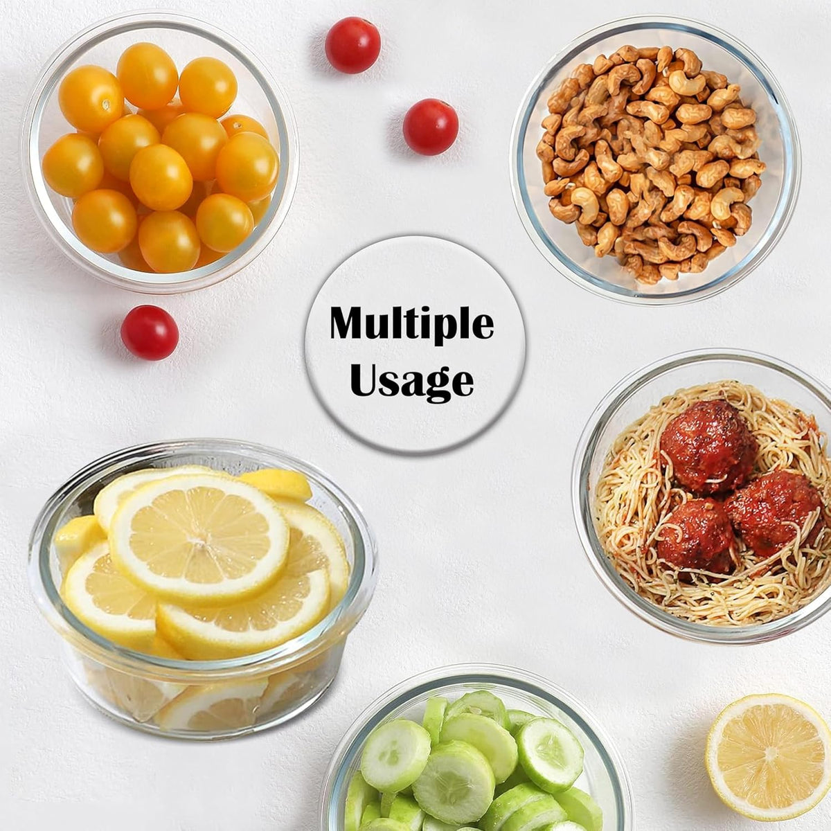8 Oz Small Glass Food Storage Containers With Lids (6 Pack) - Airtight, Leakproof, BPA Free - 1 Cup Glass Containers with Lids for Sauce, Meal Prep - Reusable, Dishwasher, Microwave, & Freezer Safe