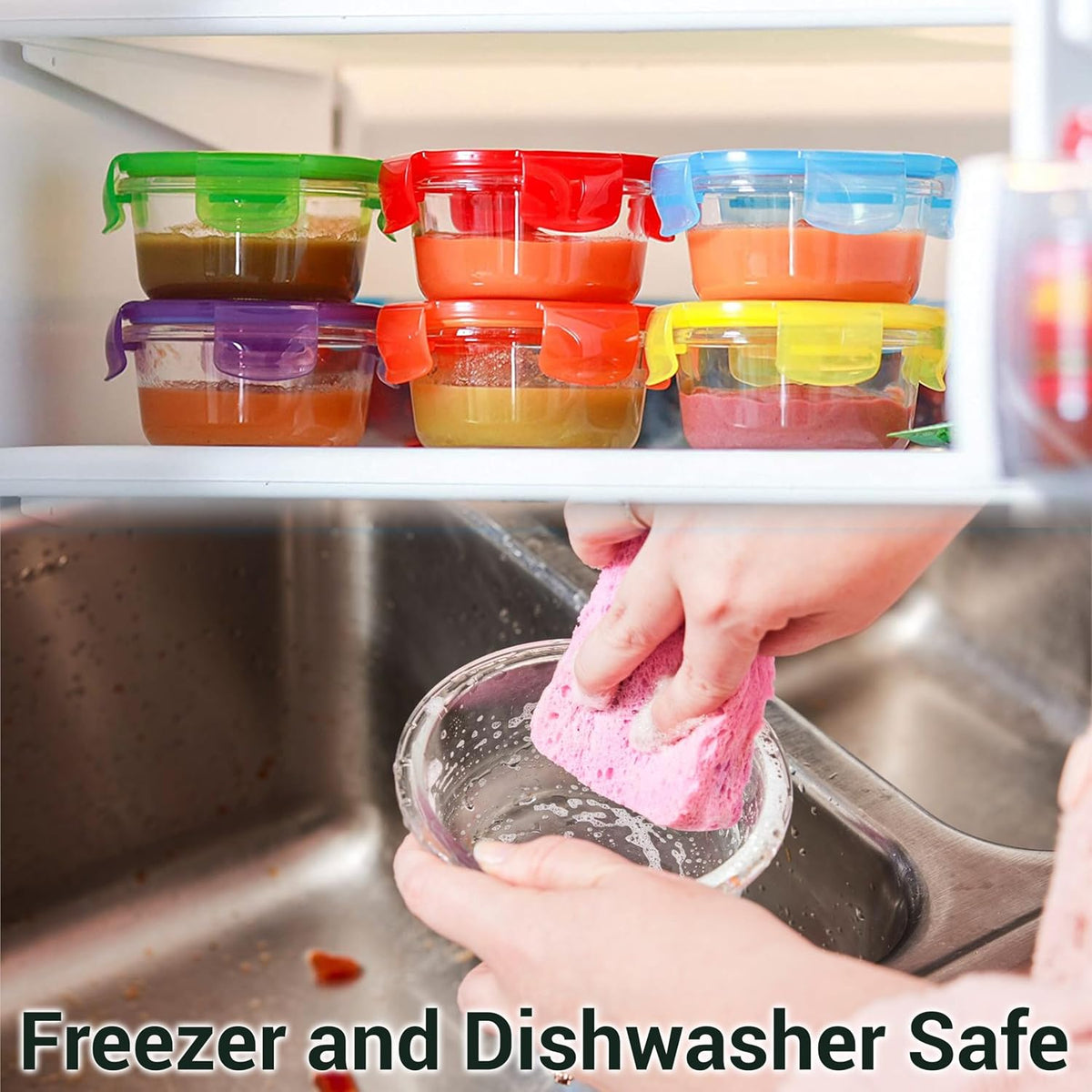 8 Oz Small Glass Food Storage Containers With Lids (6 Pack) - Airtight, Leakproof, BPA Free - 1 Cup Glass Containers with Lids for Sauce, Meal Prep - Reusable, Dishwasher, Microwave, & Freezer Safe