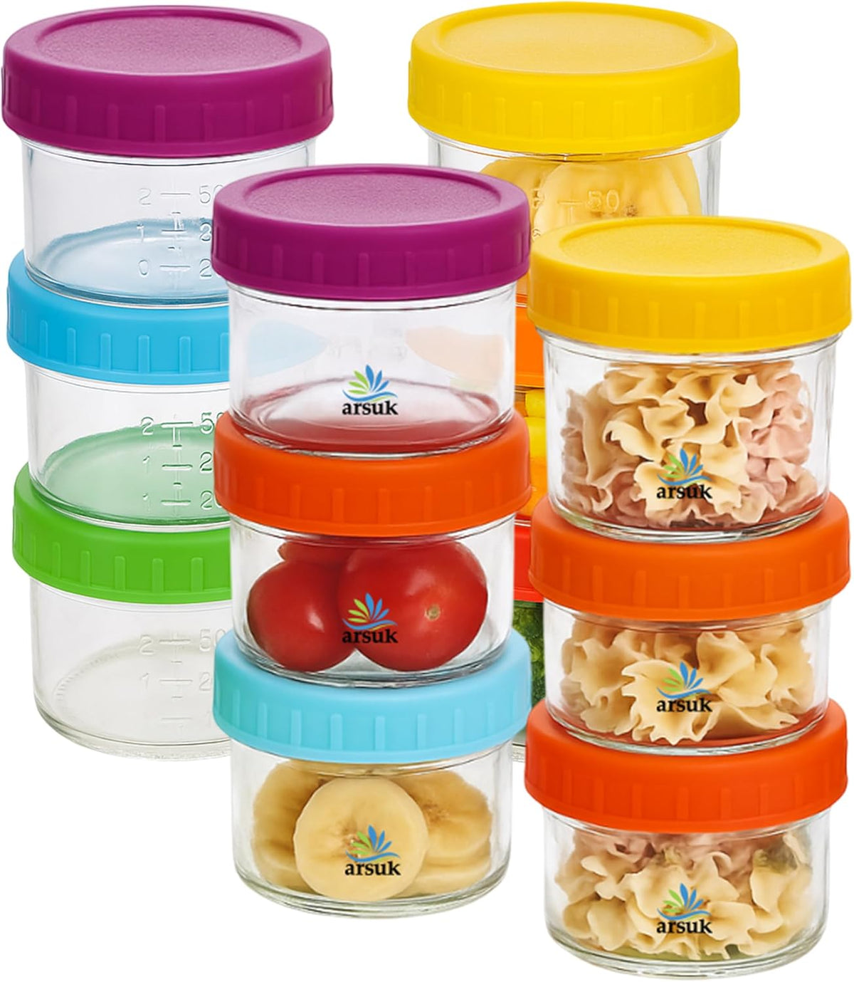 8 Oz Small Glass Food Storage Containers With Lids (6 Pack) - Airtight, Leakproof, BPA Free - 1 Cup Glass Containers with Lids for Sauce, Meal Prep - Reusable, Dishwasher, Microwave, & Freezer Safe