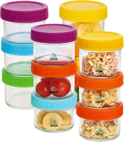 8 Oz Small Glass Food Storage Containers With Lids (6 Pack) - Airtight, Leakproof, BPA Free - 1 Cup Glass Containers with Lids for Sauce, Meal Prep - Reusable, Dishwasher, Microwave, & Freezer Safe
