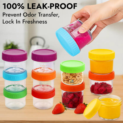8 Oz Small Glass Food Storage Containers With Lids (6 Pack) - Airtight, Leakproof, BPA Free - 1 Cup Glass Containers with Lids for Sauce, Meal Prep - Reusable, Dishwasher, Microwave, & Freezer Safe