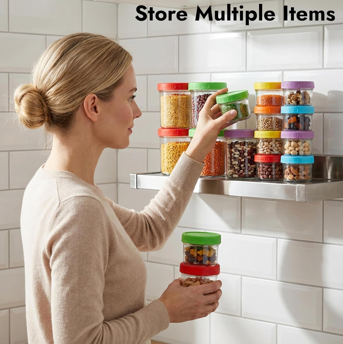 8 Oz Small Glass Food Storage Containers With Lids (6 Pack) - Airtight, Leakproof, BPA Free - 1 Cup Glass Containers with Lids for Sauce, Meal Prep - Reusable, Dishwasher, Microwave, & Freezer Safe
