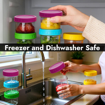8 Oz Small Glass Food Storage Containers With Lids (6 Pack) - Airtight, Leakproof, BPA Free - 1 Cup Glass Containers with Lids for Sauce, Meal Prep - Reusable, Dishwasher, Microwave, & Freezer Safe